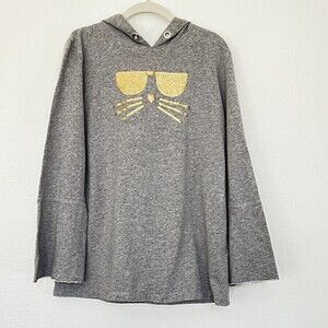 Karl Lagerfeld Hoodie With Gold Glitter Cat Size Medium